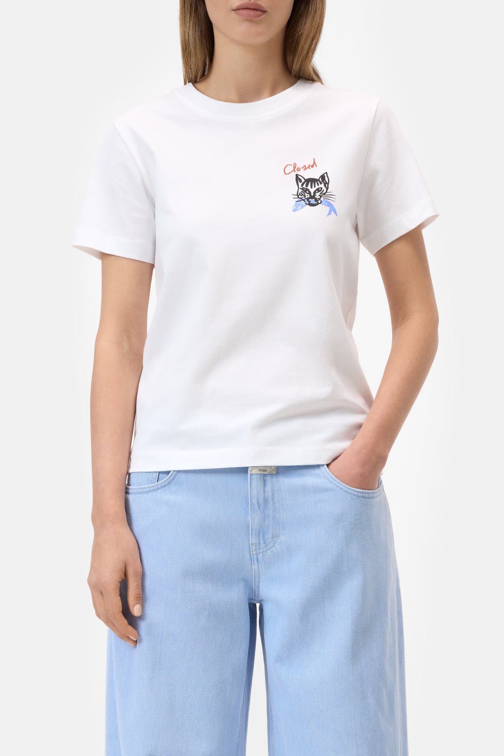 CLOSED BASIC T - SHIRT WHITE CAT - Den Lille Ida - Closed