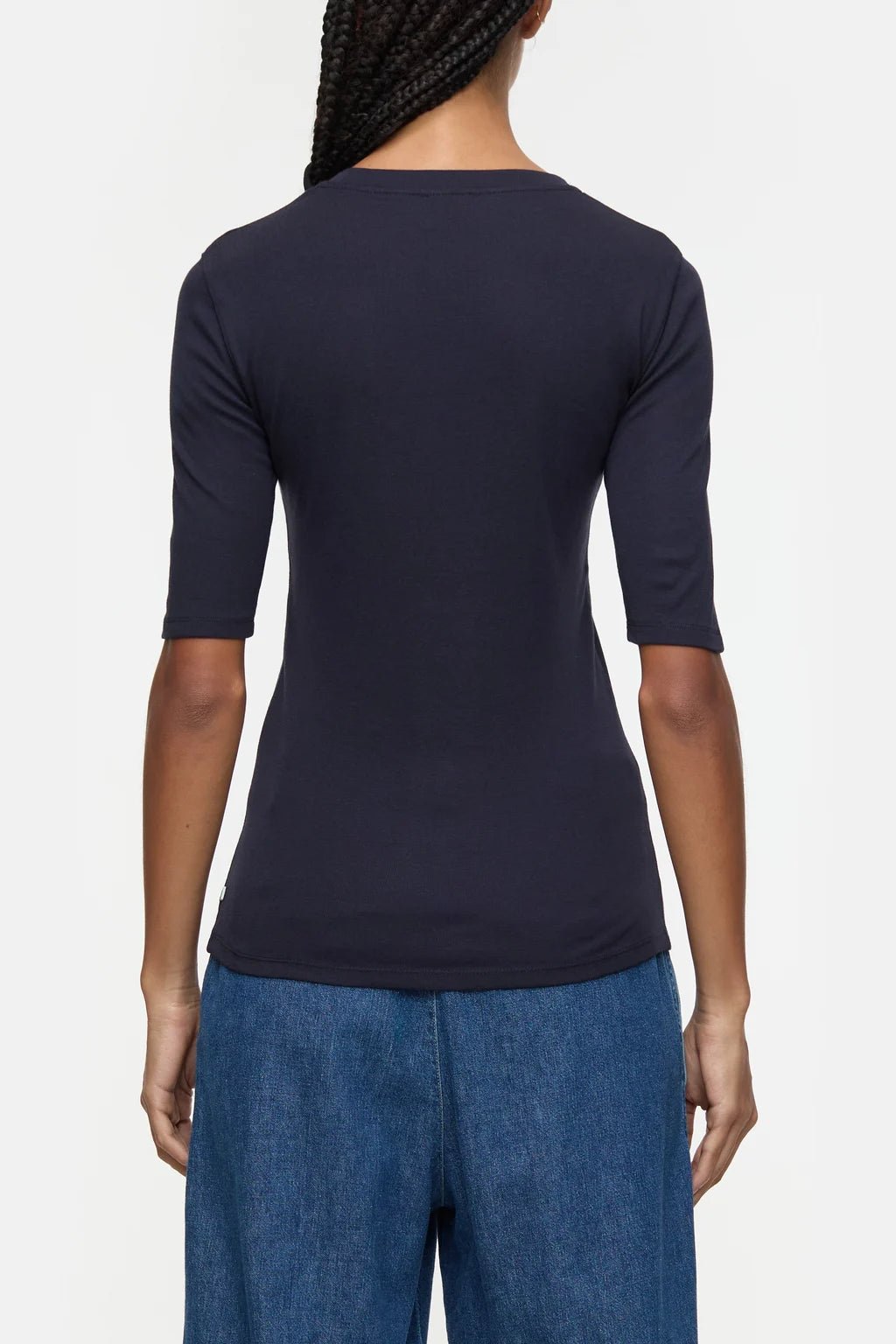 Closed Crewneck Shotsleeve Cotton and Modal T-shirt Navy - Den Lille Ida - Closed