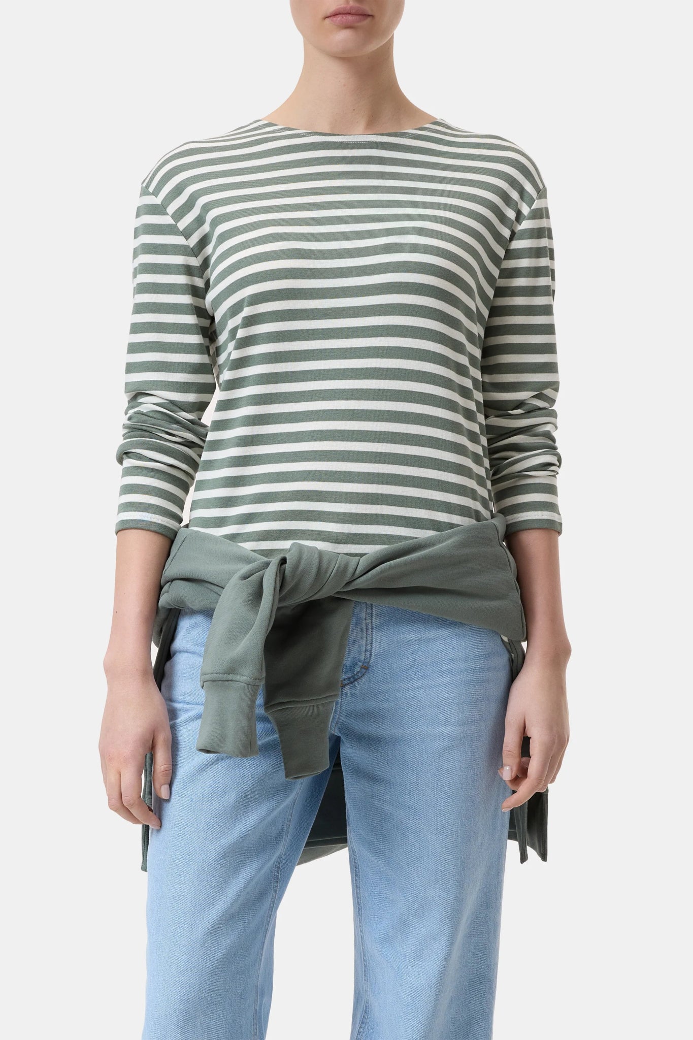 Closed Long - Sleeved T-Shirt Stripes Faded Green - Den Lille Ida - Closed