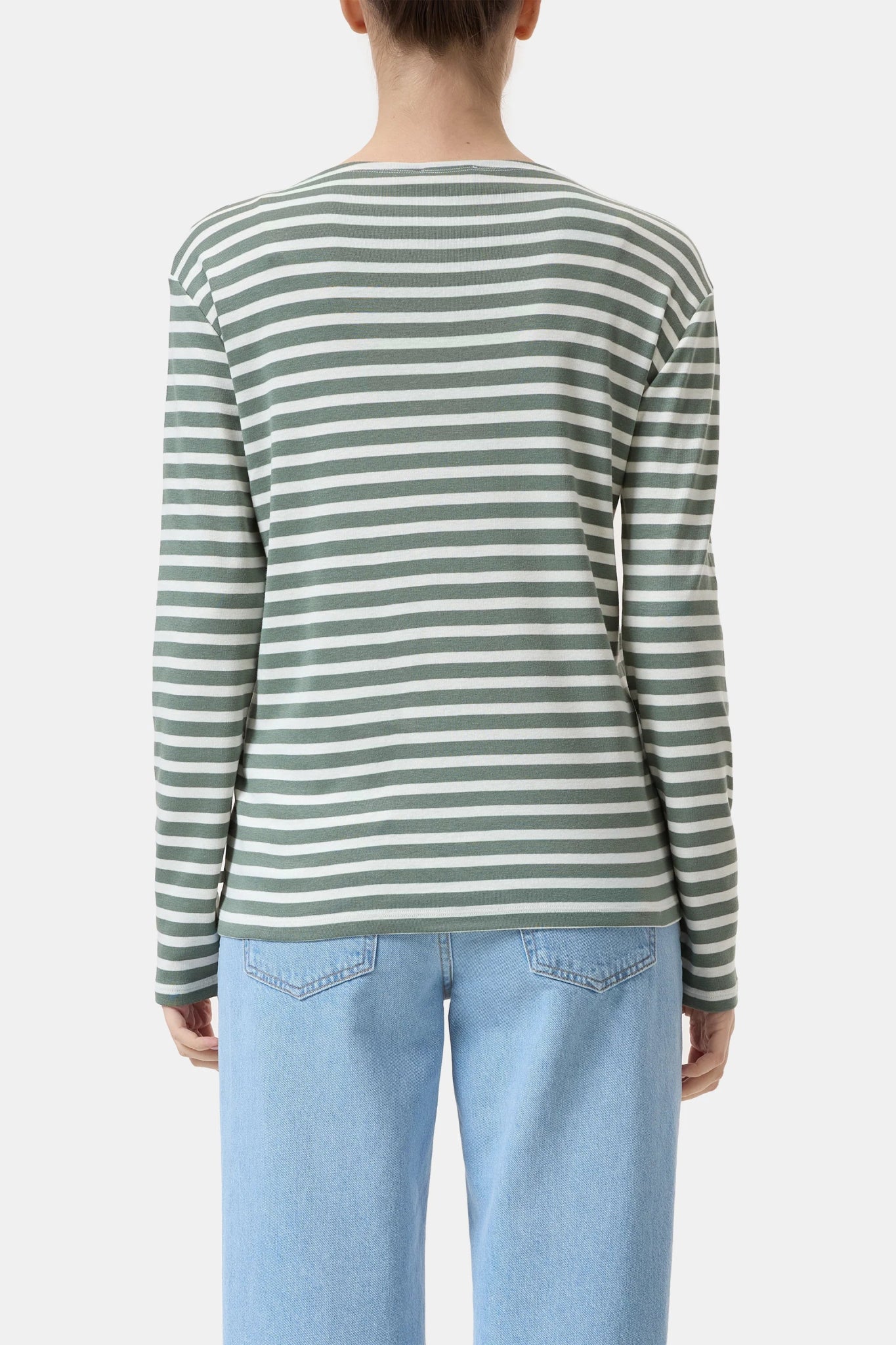 Closed Long - Sleeved T-Shirt Stripes Faded Green - Den Lille Ida - Closed