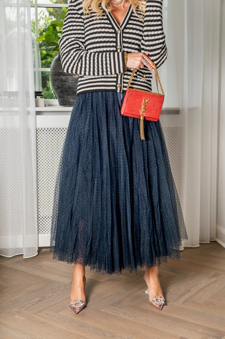 EMM Daisy Skirt Navy Dots