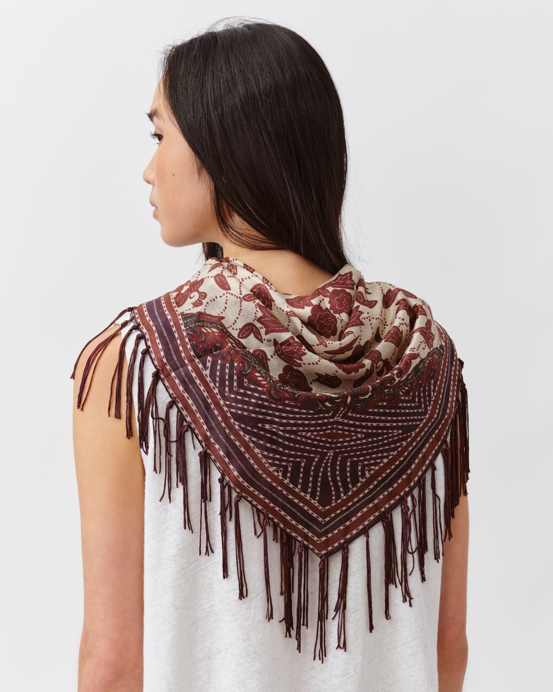 Diega Silk Scarf Fareo Marine Ecru Prune - Den Lille Ida - diega