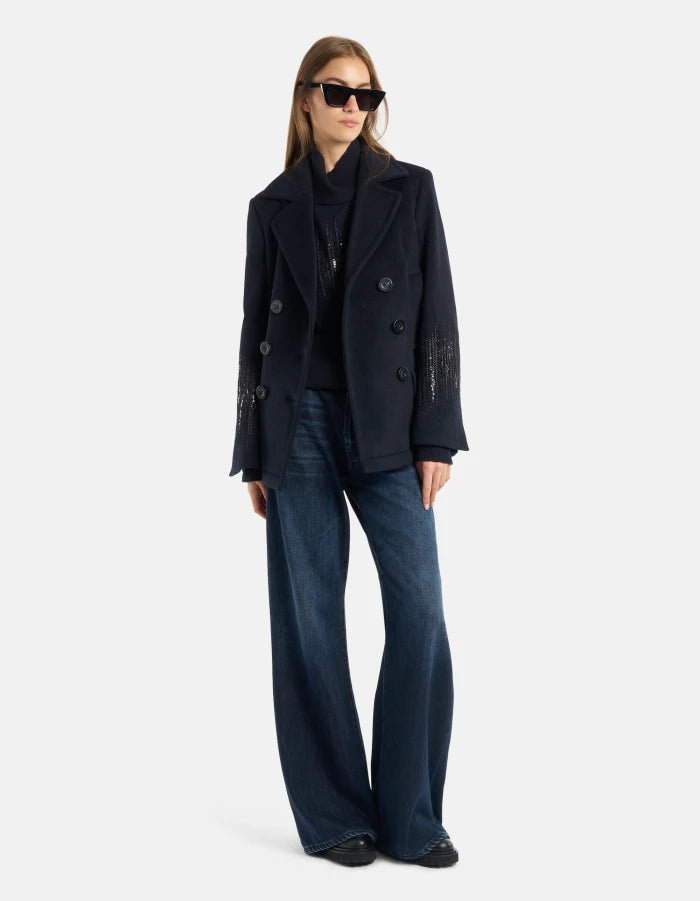 Dondup Amber Wide - leg Jeans in Cotton and Lyocell Rigid Denim Blue - Den Lille Ida - Dondup