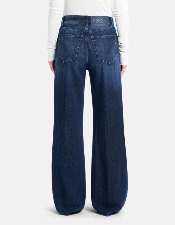 Dondup Amber Wide - leg Jeans in Cotton and Lyocell Rigid Denim Blue - Den Lille Ida - Dondup