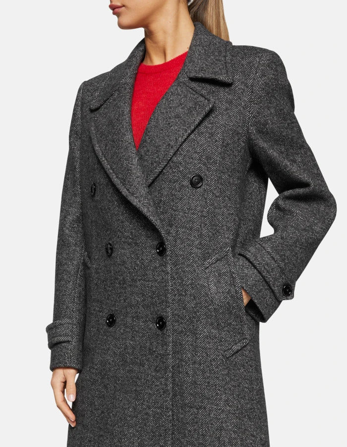 Dondup Double - breated Coat in Herringbine - Den Lille Ida - Dondup