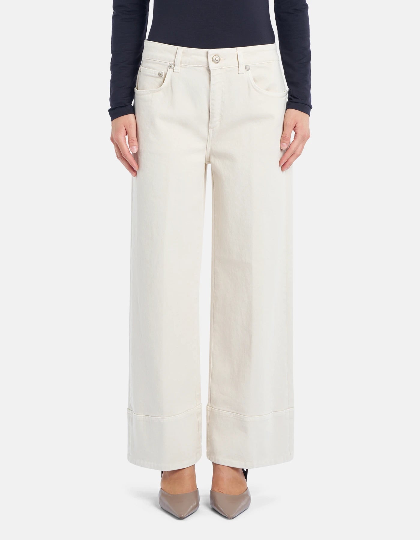 Dondup Ruby Wide - leg Jeans in Stretch Bull Denim - Den Lille Ida - Dondup