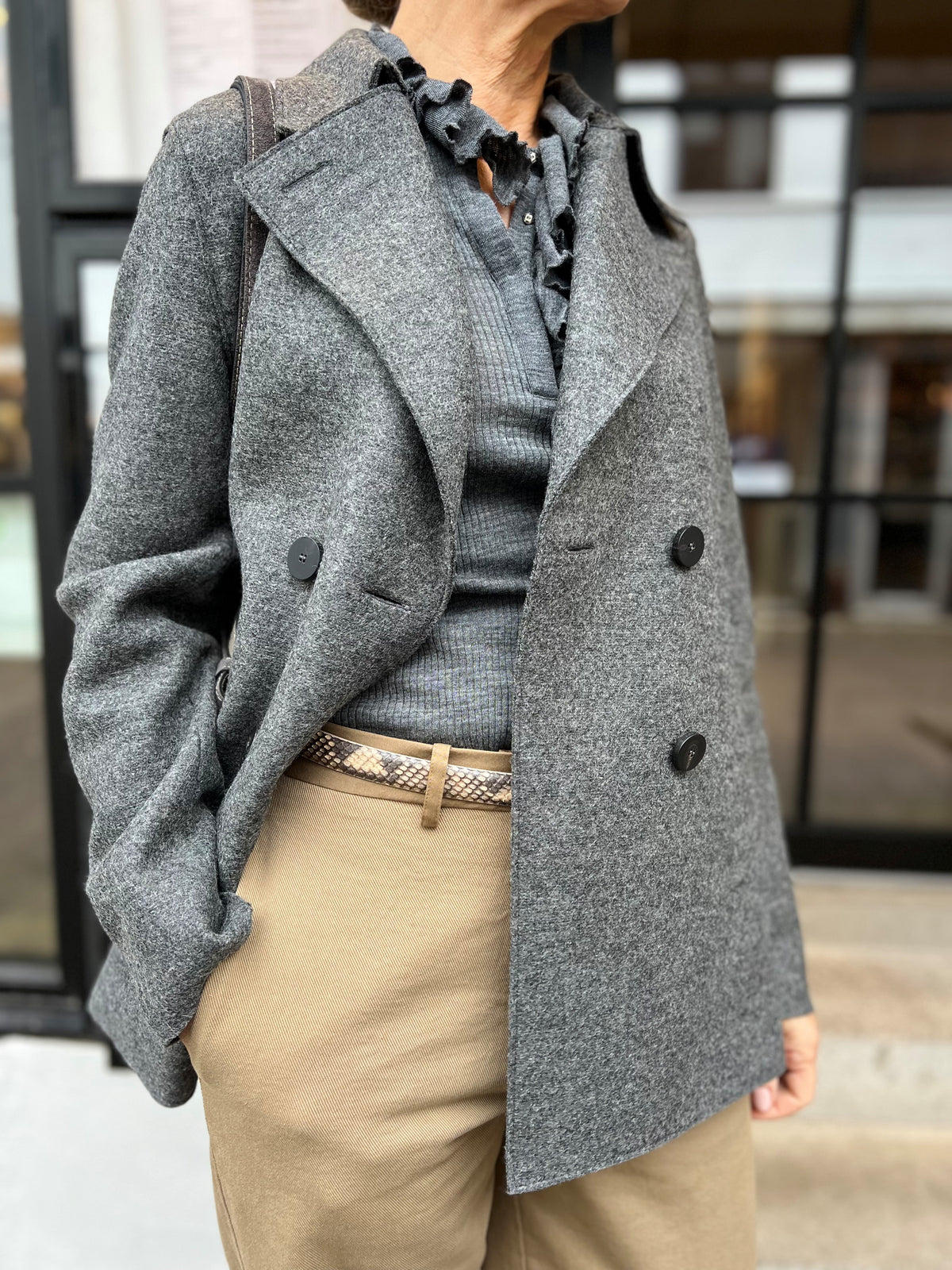 Harris Wharf Peacoat Middle Grey