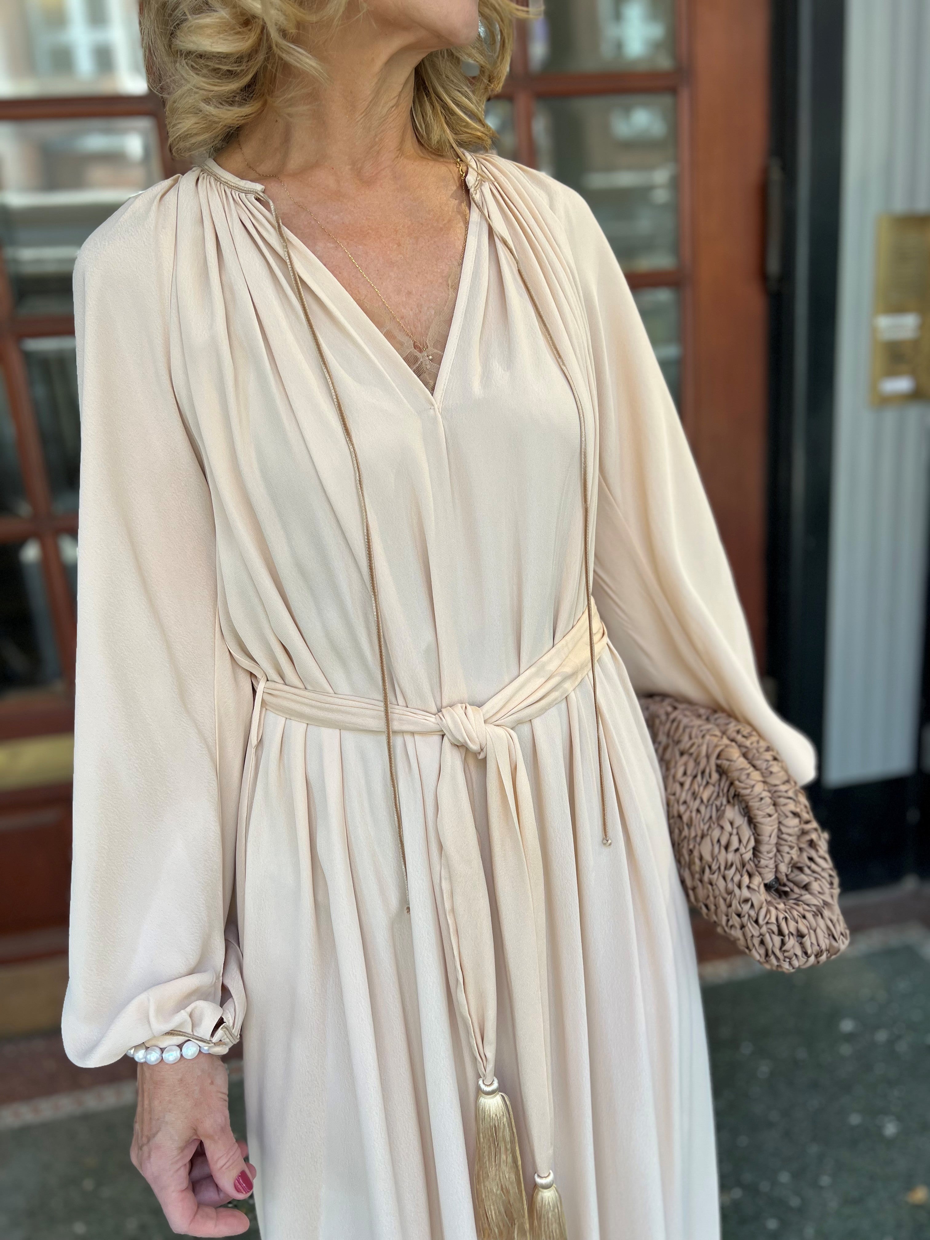 forte_forte crepe de chine dress beige