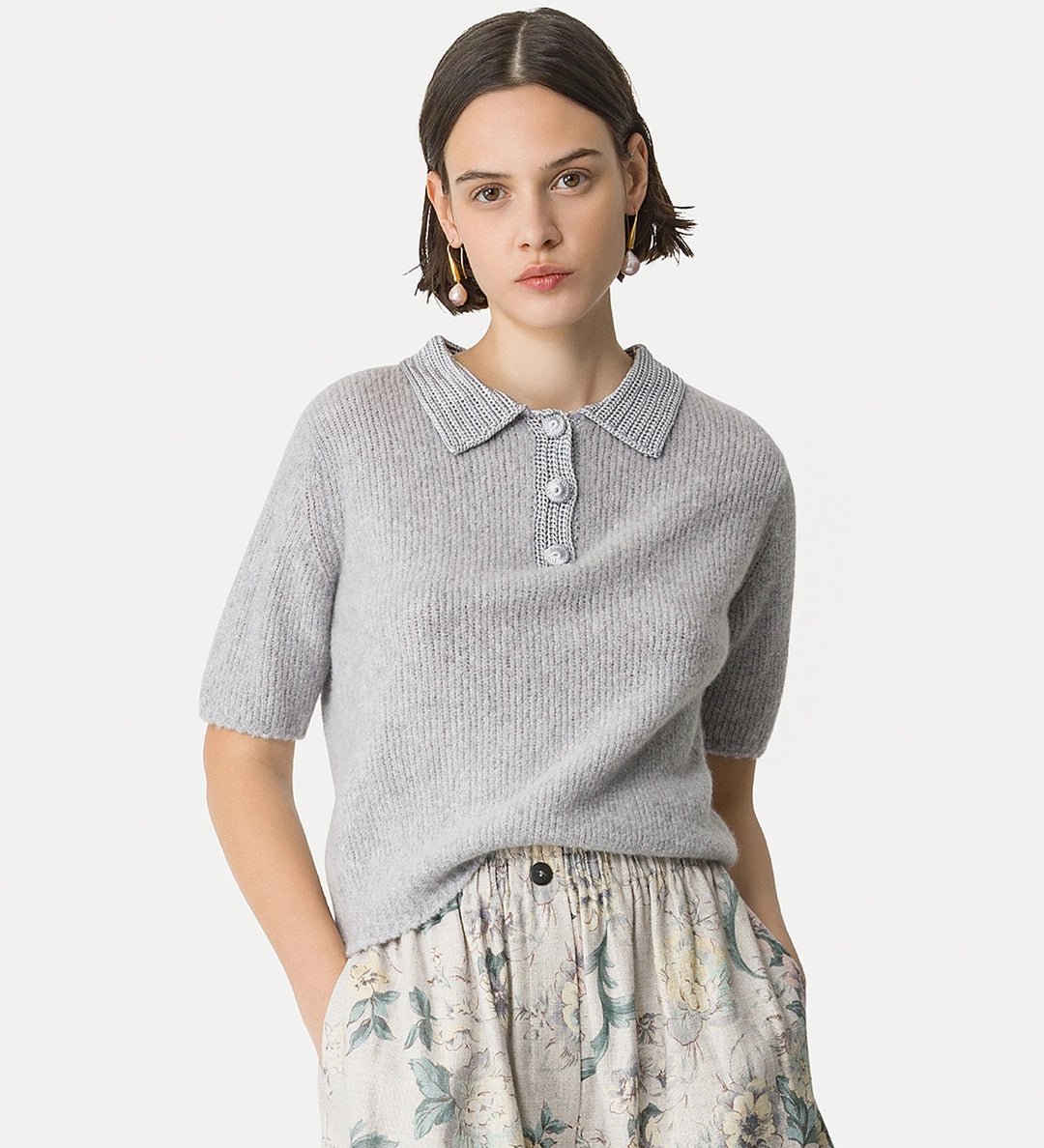 forte_forte cashmere polo shirt ciottolo - Den Lille Ida - forte_forte