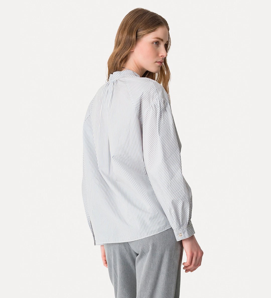 forte_forte cotton stripe bohemian shirt ceruleo - Den Lille Ida - forte_forte