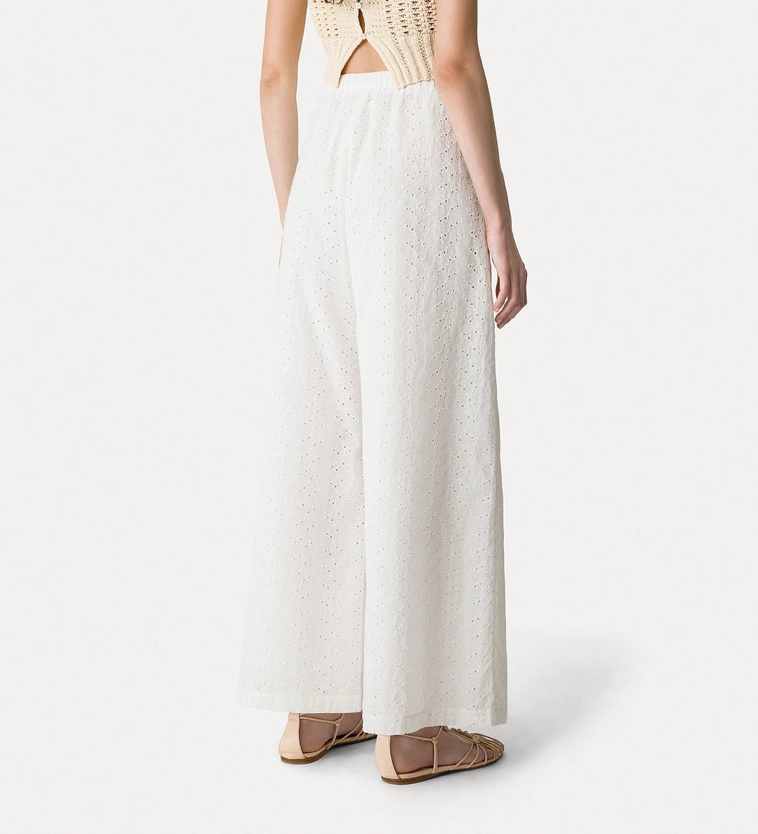 forte_forte flared muslin trousers with “broderie anglaise” embroidery - Den Lille Ida - forte_forte