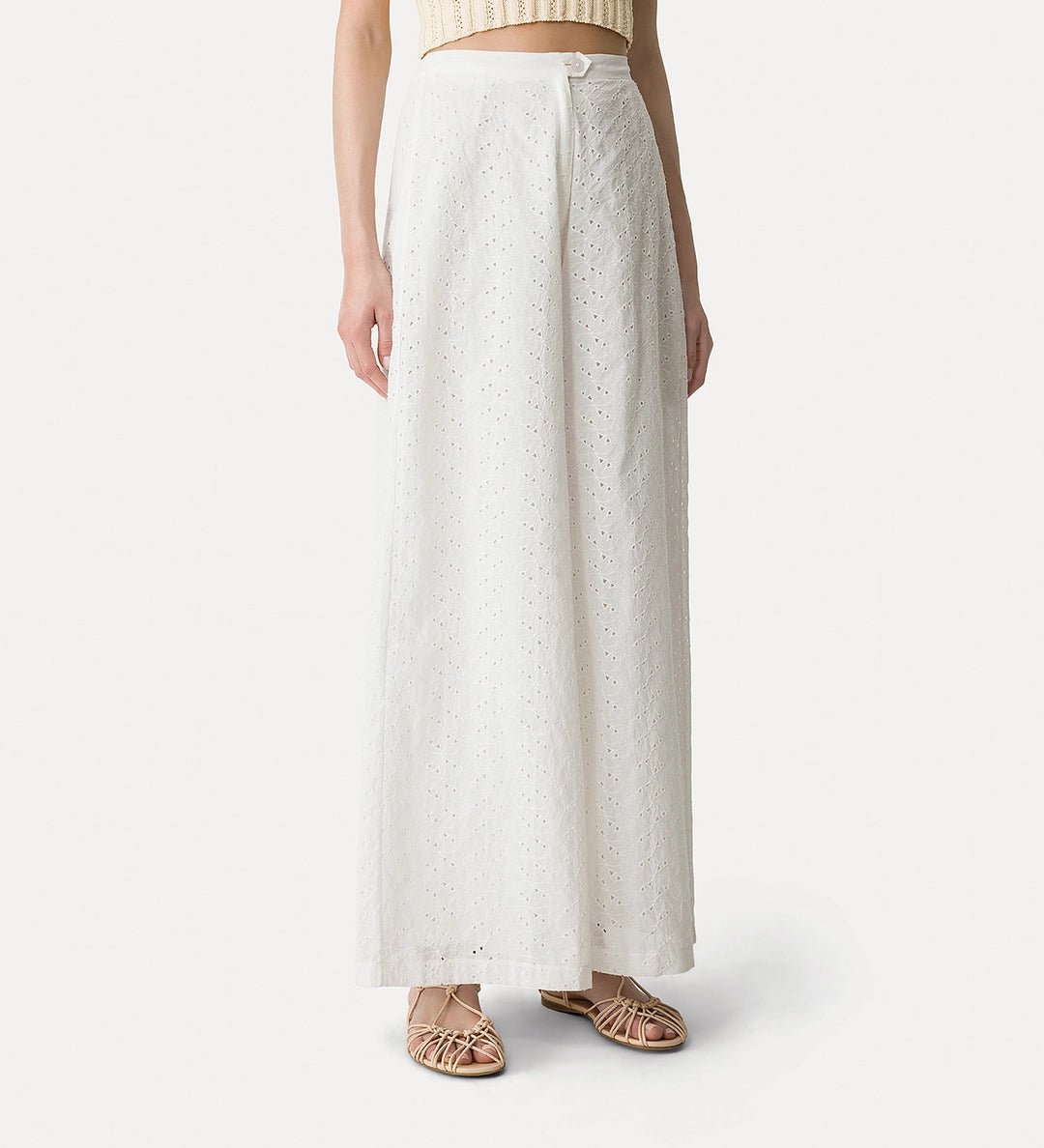 forte_forte flared muslin trousers with “broderie anglaise” embroidery - Den Lille Ida - forte_forte