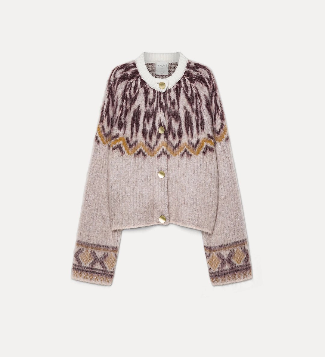 forte forte jacquard cardigan in baby alpaca wool blush - Den Lille Ida - forte_forte