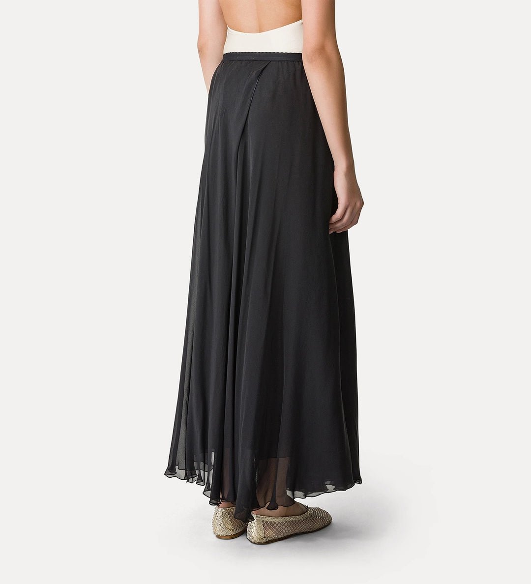 FORTE_FORTE LONG SKIRT IN SILK CHIFFON BLACK - Den Lille Ida - forte_forte