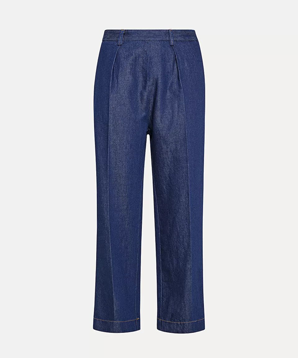 forte_forte low–crotch trousers in cotton denim and linen - Den Lille Ida - forte_forte