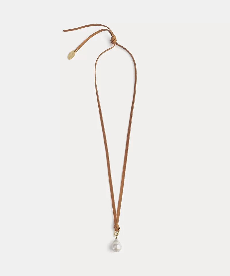 forte_forte necklace in leather with pearl - Den Lille Ida - forte_forte