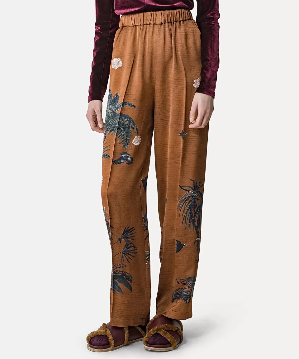 forte_forte "sacred forest" trousers in satin envers cacao - Den Lille Ida - forte_forte