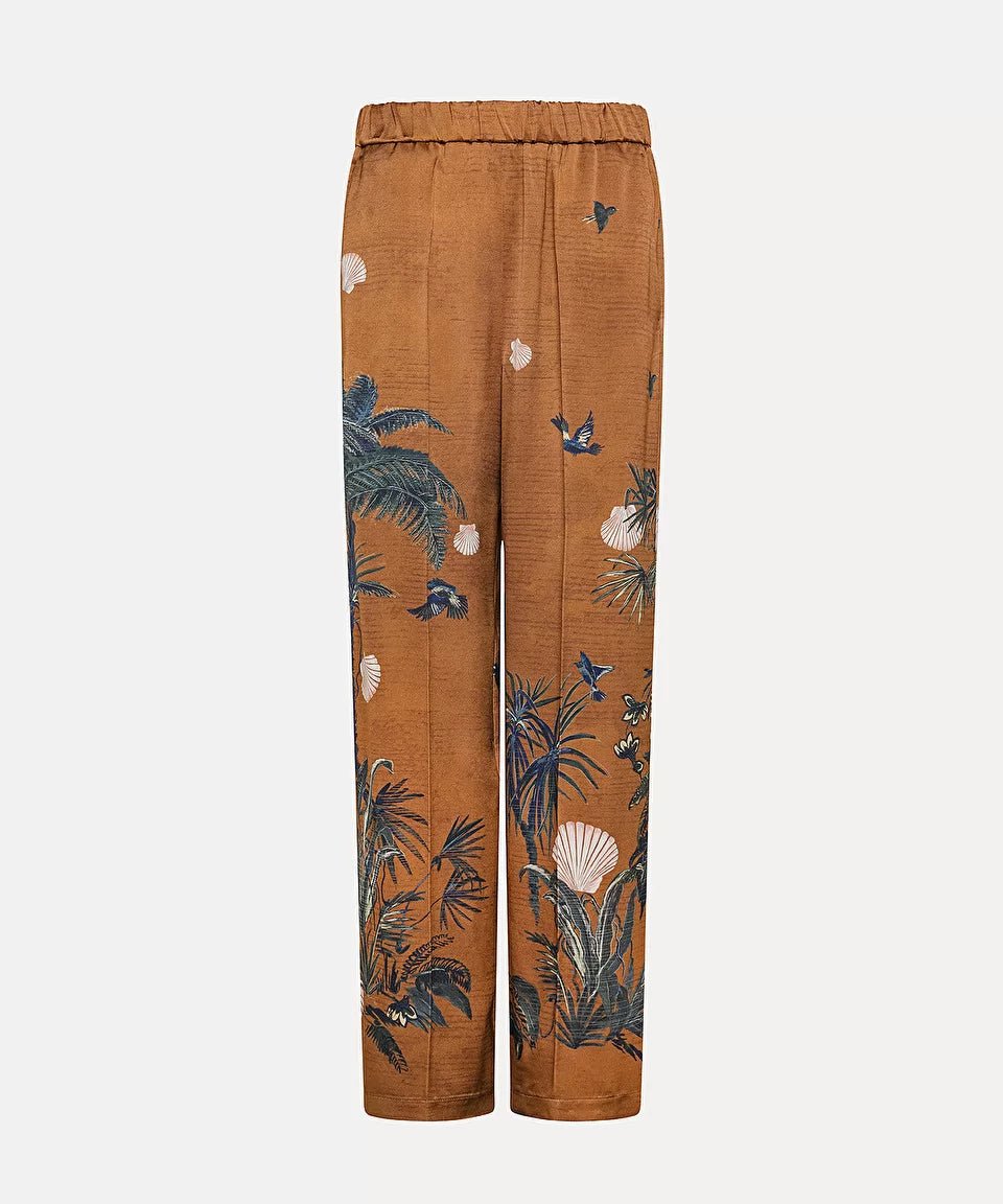 forte_forte "sacred forest" trousers in satin envers cacao - Den Lille Ida - forte_forte