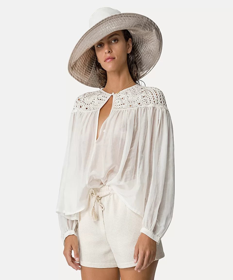 forte_forte shirt boho shirt in cotton–and–silk voile with crochet detailing - Den Lille Ida - forte_forte