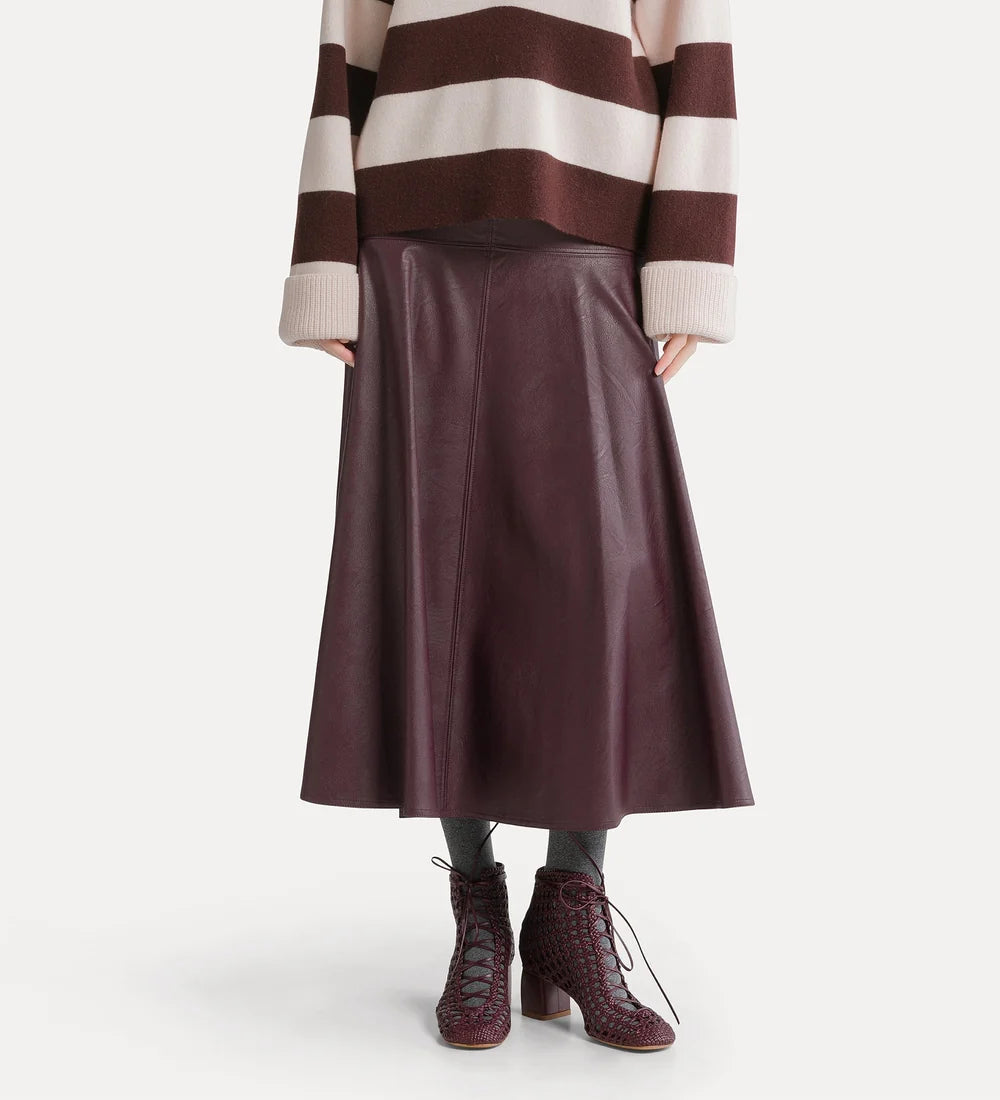 forte_forte leather-look midi skirt bordeaux