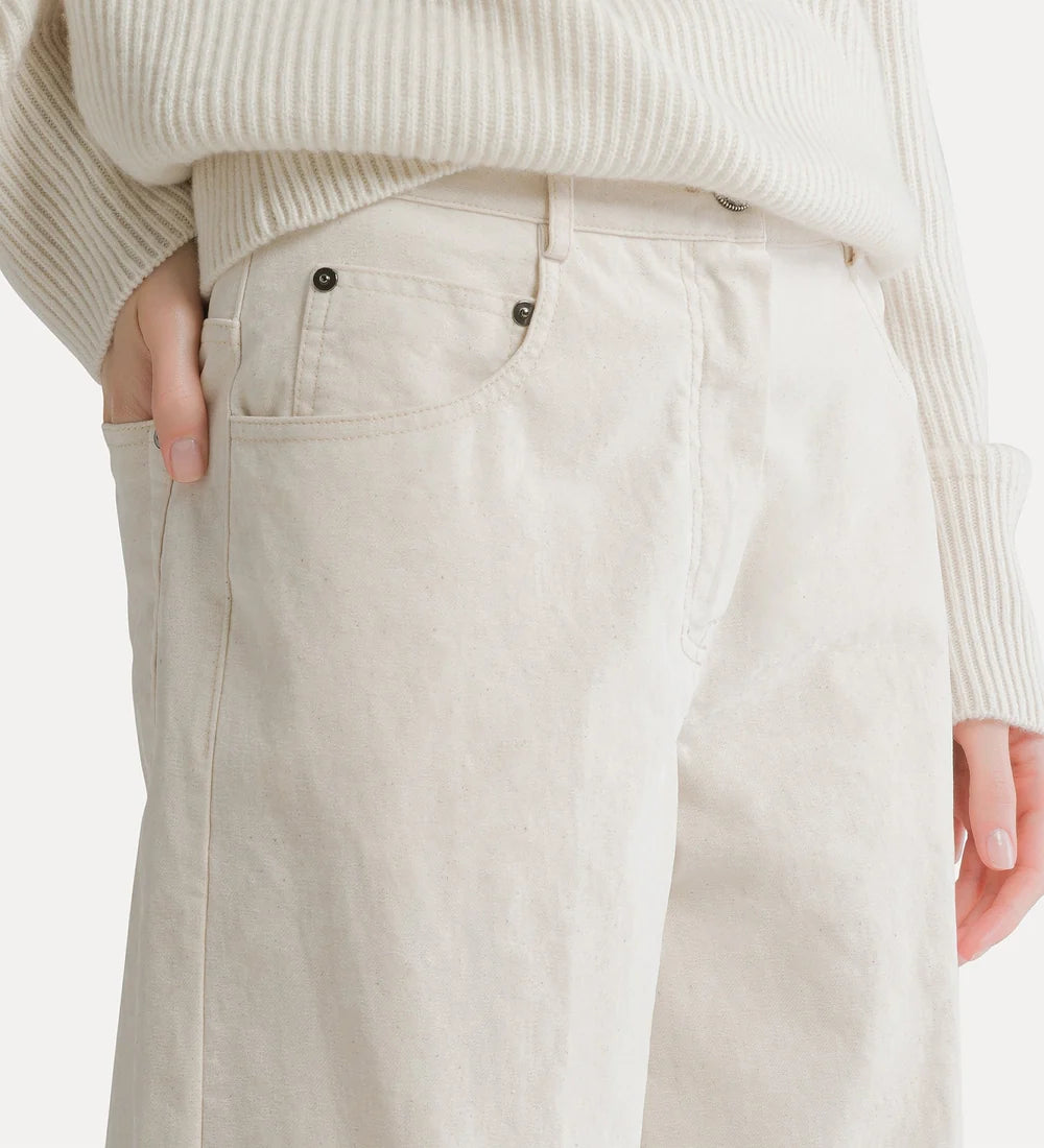 forte_forte flocked denim wide-leg jeans ivory