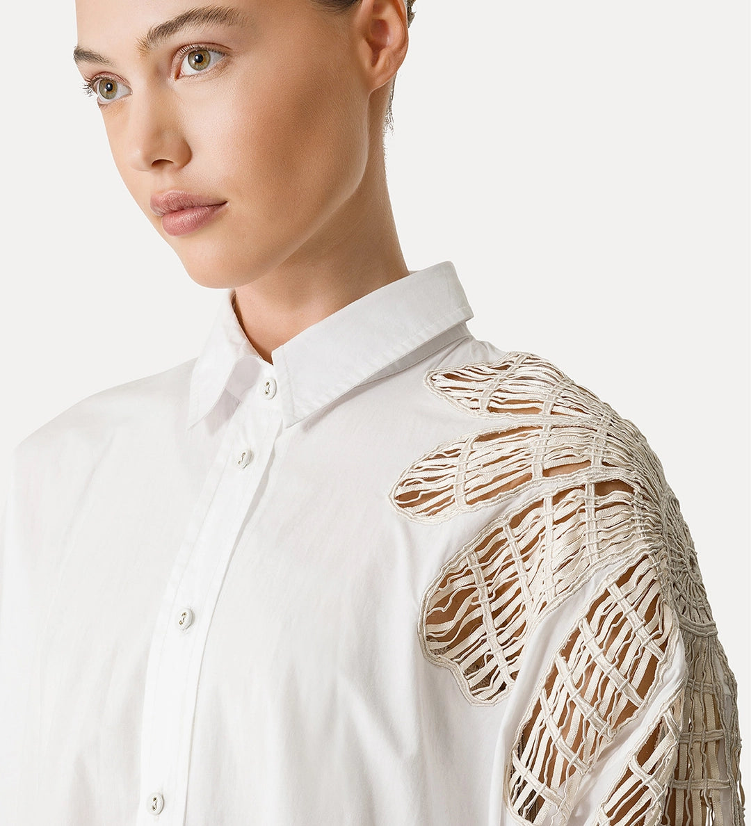 forte_forte botanical flower embroidery popline over shirt