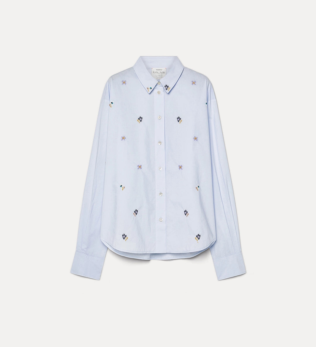 forte forte cropped shirt in cotton poplin ciel