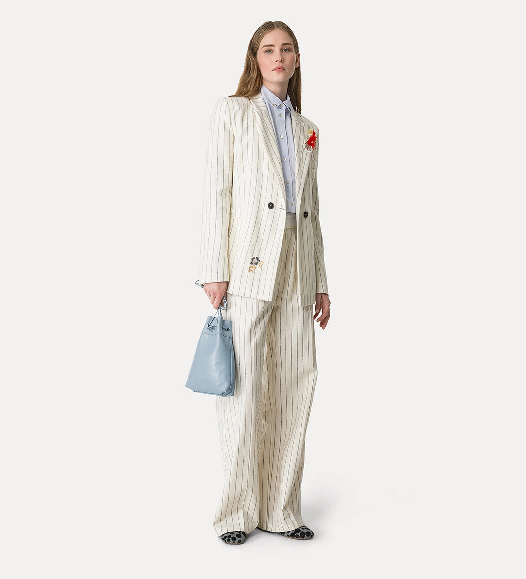 forte forte cropped shirt in cotton poplin ciel
