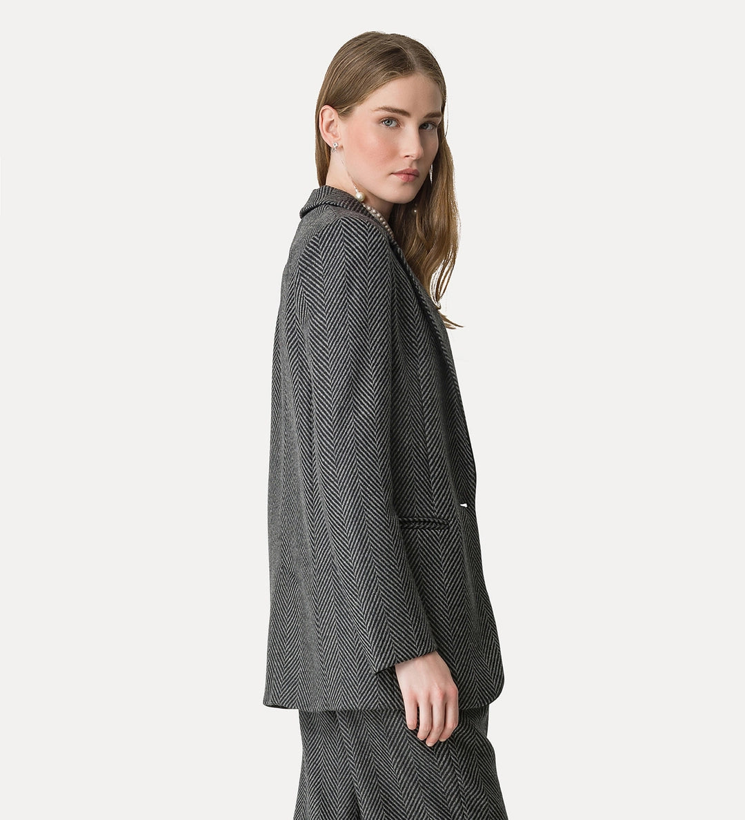 forte forte chevron wool chic jacket anthracite