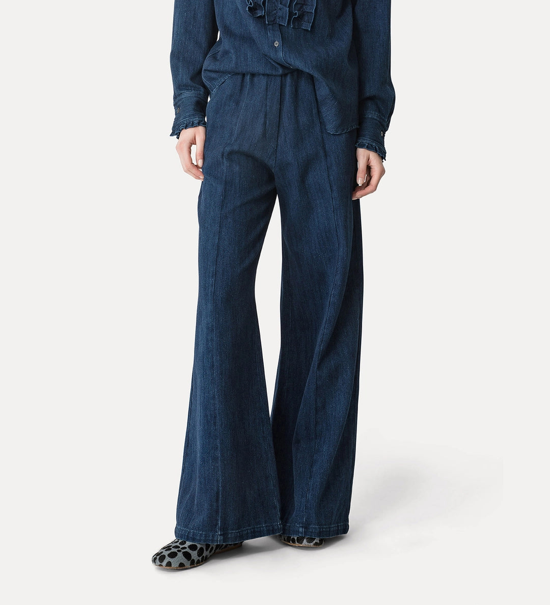 forte forte denim elasticated palazzo pants indaco