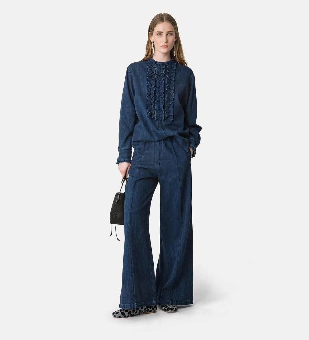 forte forte denim elasticated palazzo pants indaco
