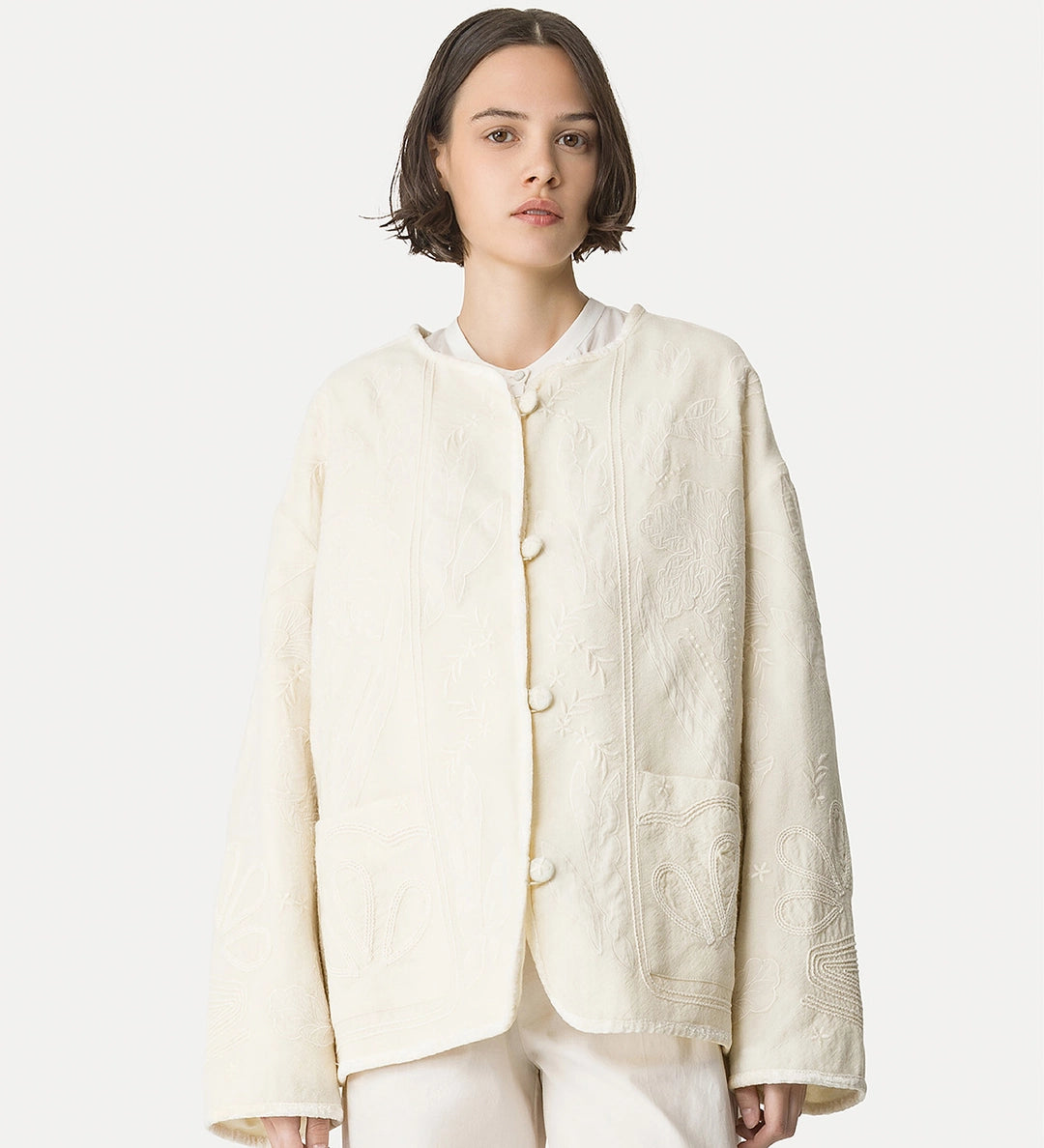 forte forte embroidered blouson avorio