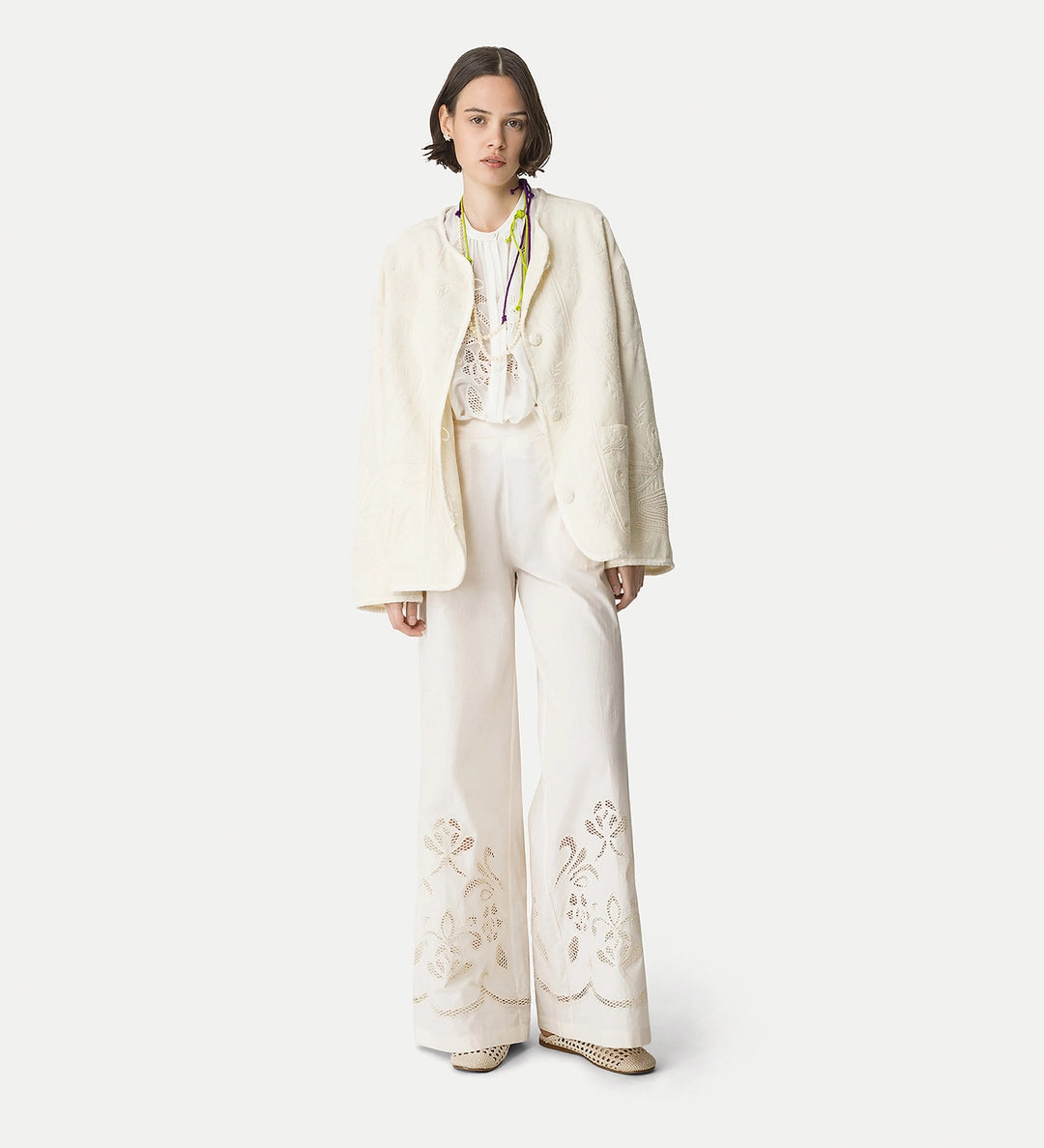 forte forte embroidered blouson avorio