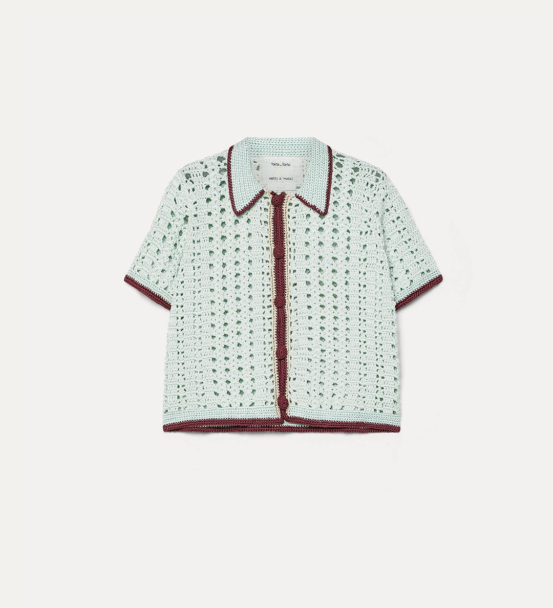forte forte cable lux handmade crochet polo shirt plume
