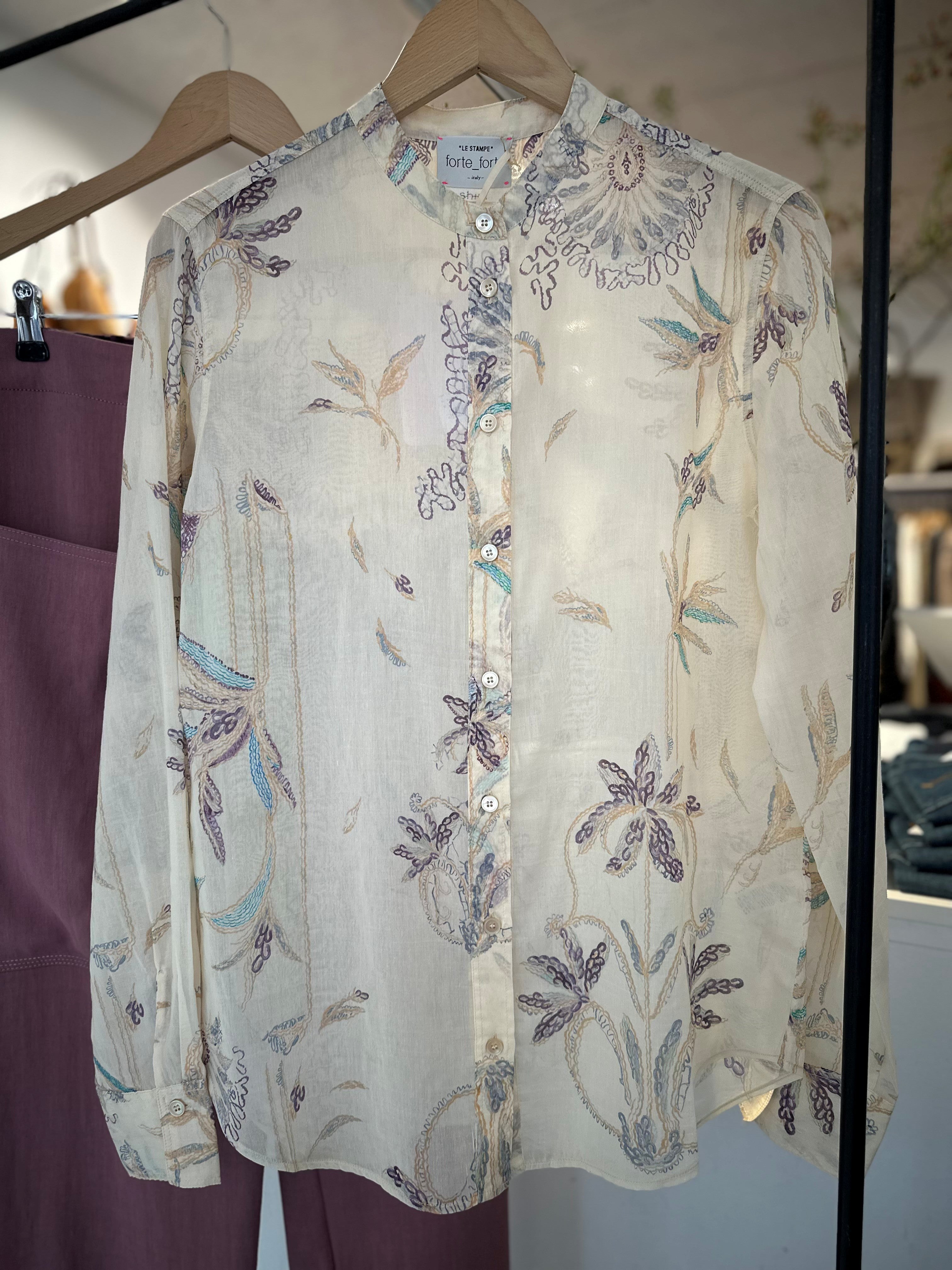 forte forte "sogni" print voile grandfather shirt