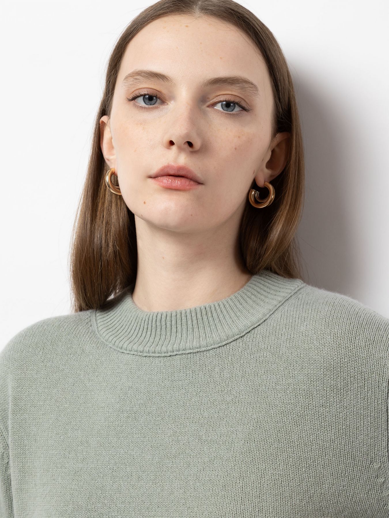 FTC Pullover med knapdetaljer Faded Moss - Den Lille Ida - FTC