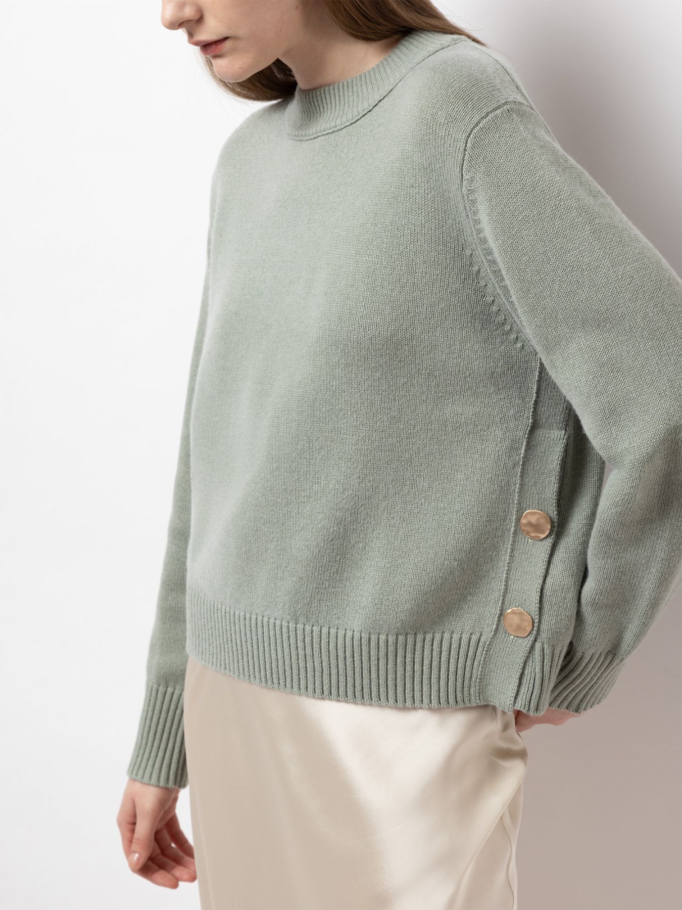 FTC Pullover med knapdetaljer Faded Moss - Den Lille Ida - FTC