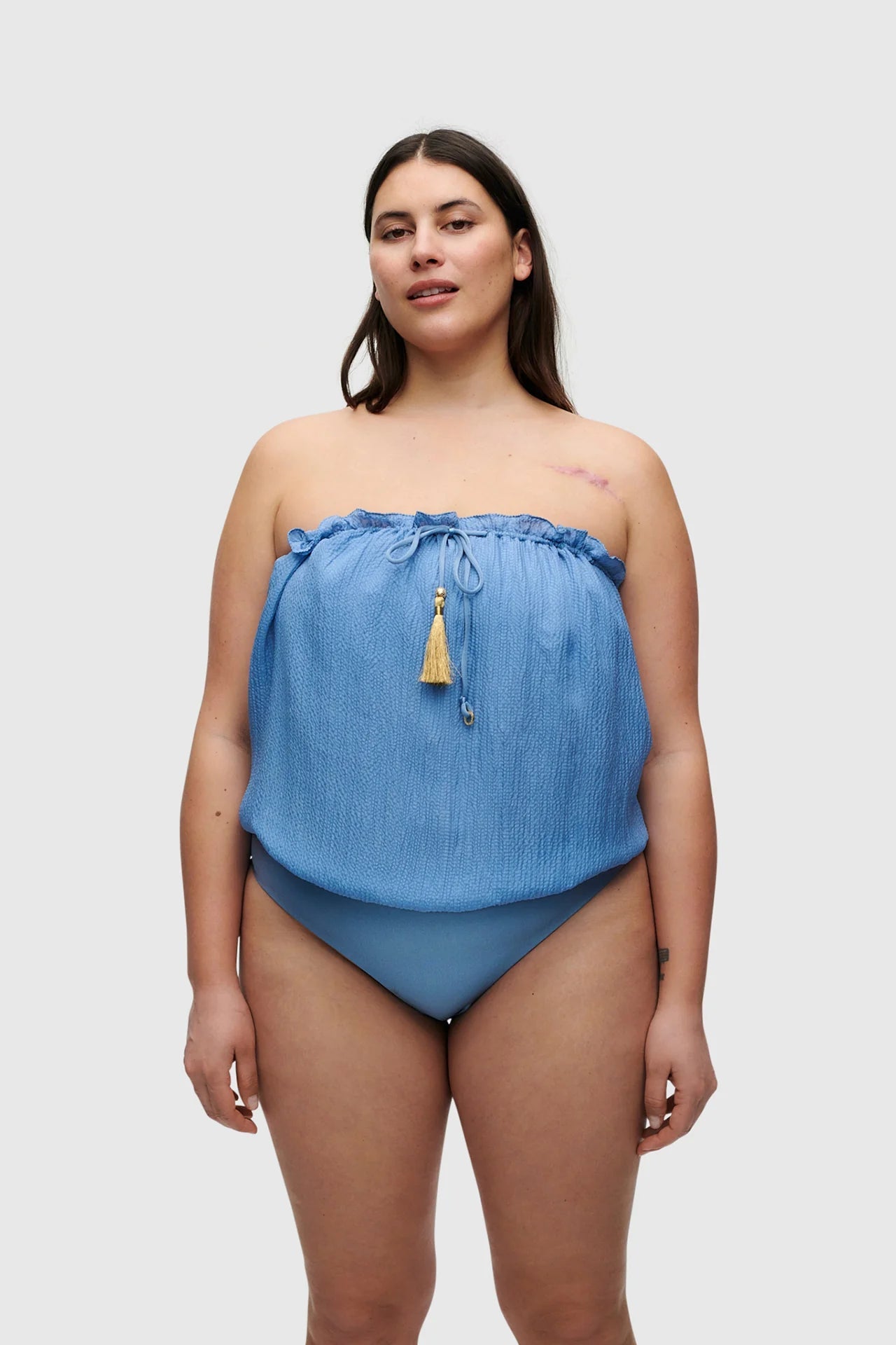 HANNE BLOCH BLUE BANDEAU SILK SWIMSUIT - Den Lille Ida - HANNE BLOCH