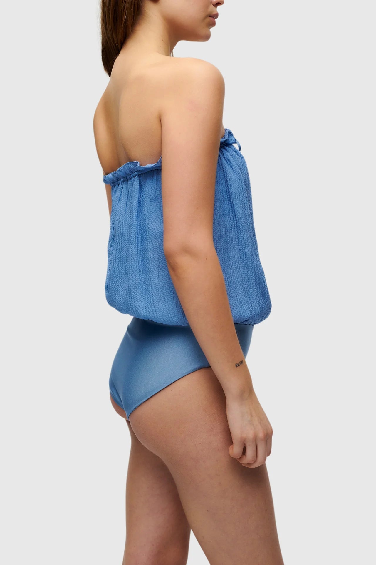 HANNE BLOCH BLUE BANDEAU SILK SWIMSUIT - Den Lille Ida - HANNE BLOCH