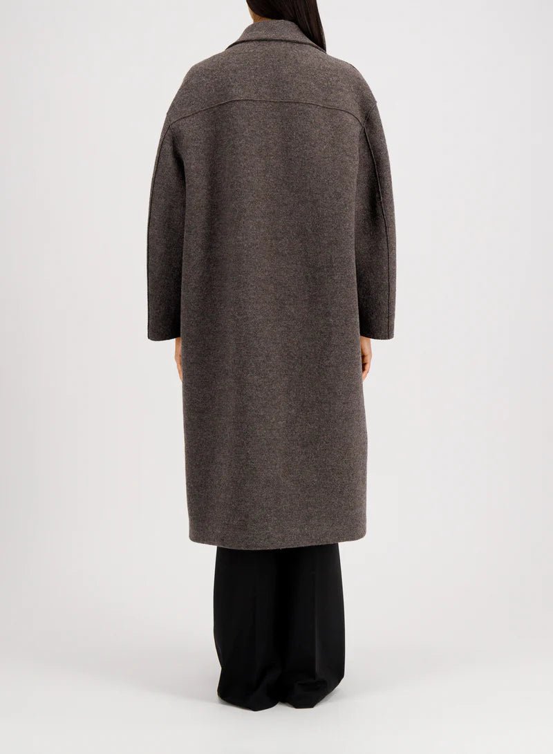 Harris Wharf Greatcoat Boiled Wool Brown Grey - Den Lille Ida - Harris Wharf