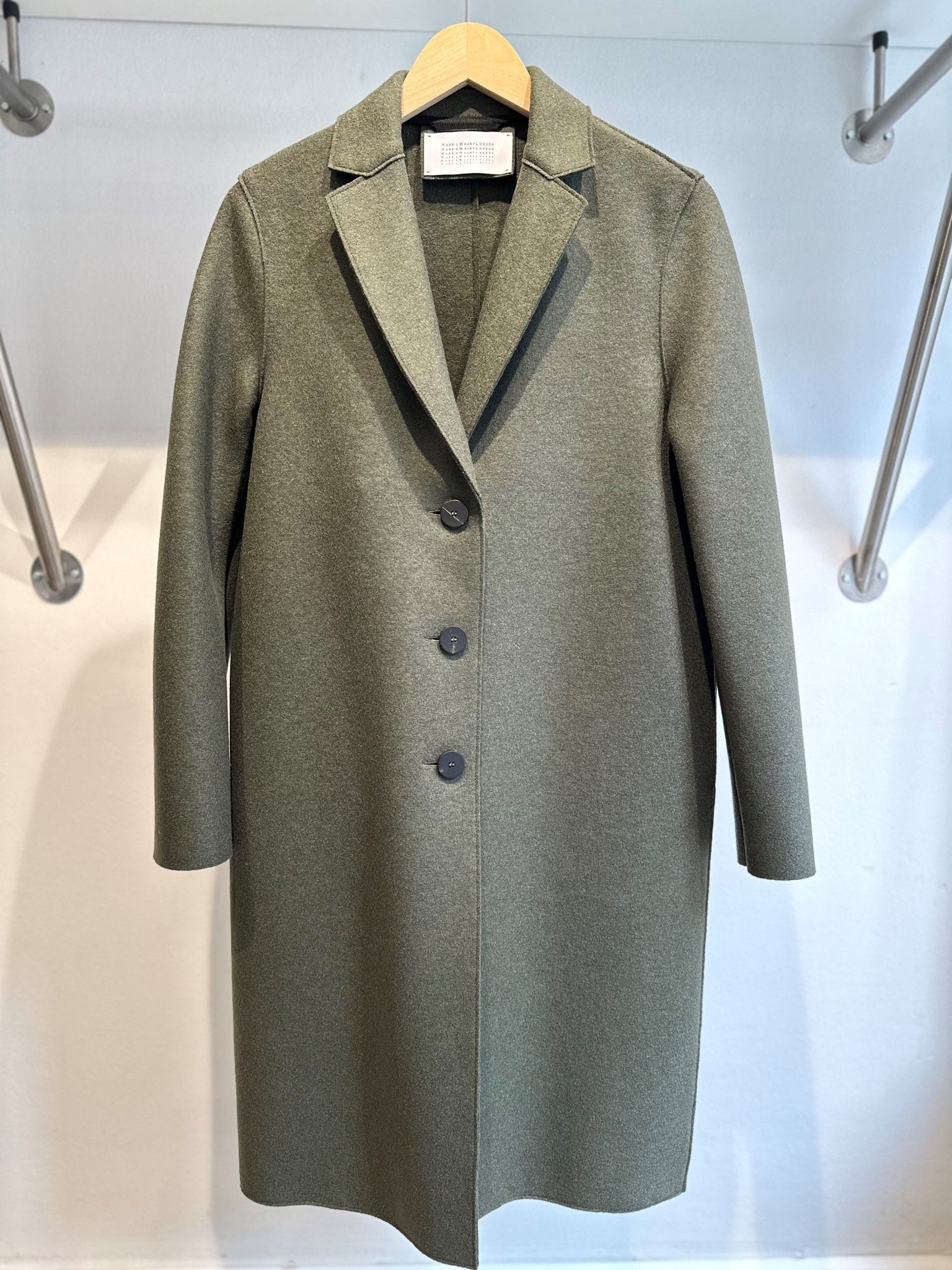 Harris Wharf Overcoat Pressed Wool Hunting Green - Den Lille Ida - Harris Wharf