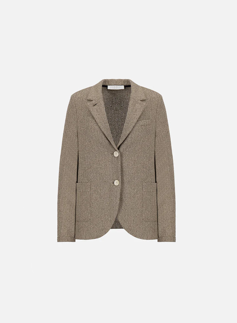 Harris Wharf Stand Up Collar Blazer Biccolour Frisé Taupe - Den Lille Ida - Harris Wharf