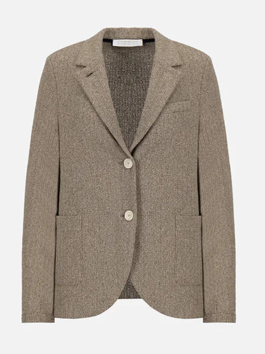 Harris Wharf Stand Up Collar Blazer Biccolour Frisé Taupe - Den Lille Ida - Harris Wharf