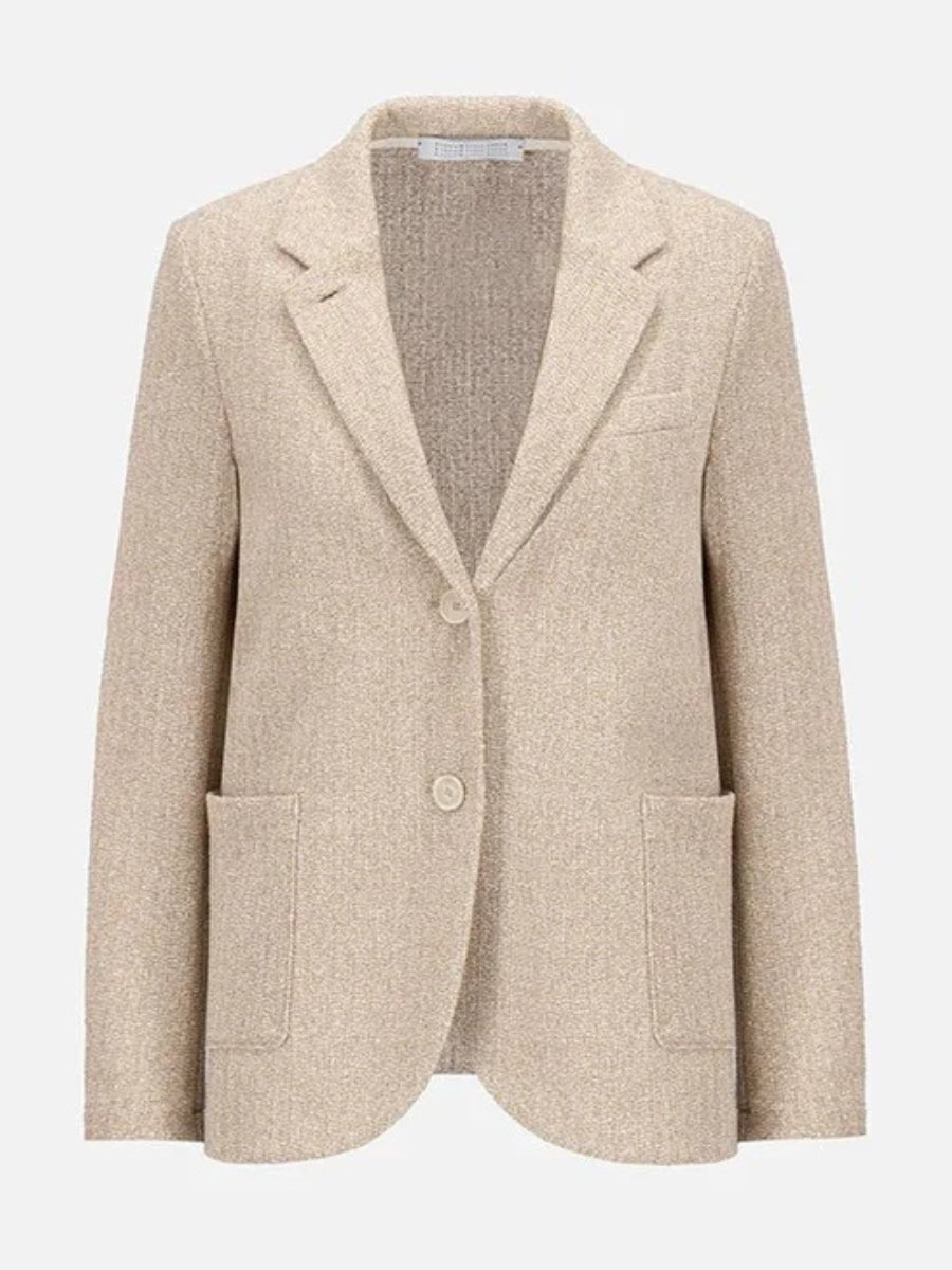 Harris Wharf Stand Up Collar Blazer Bicolour Frisé White & Beige - Den Lille Ida - Harris Wharf