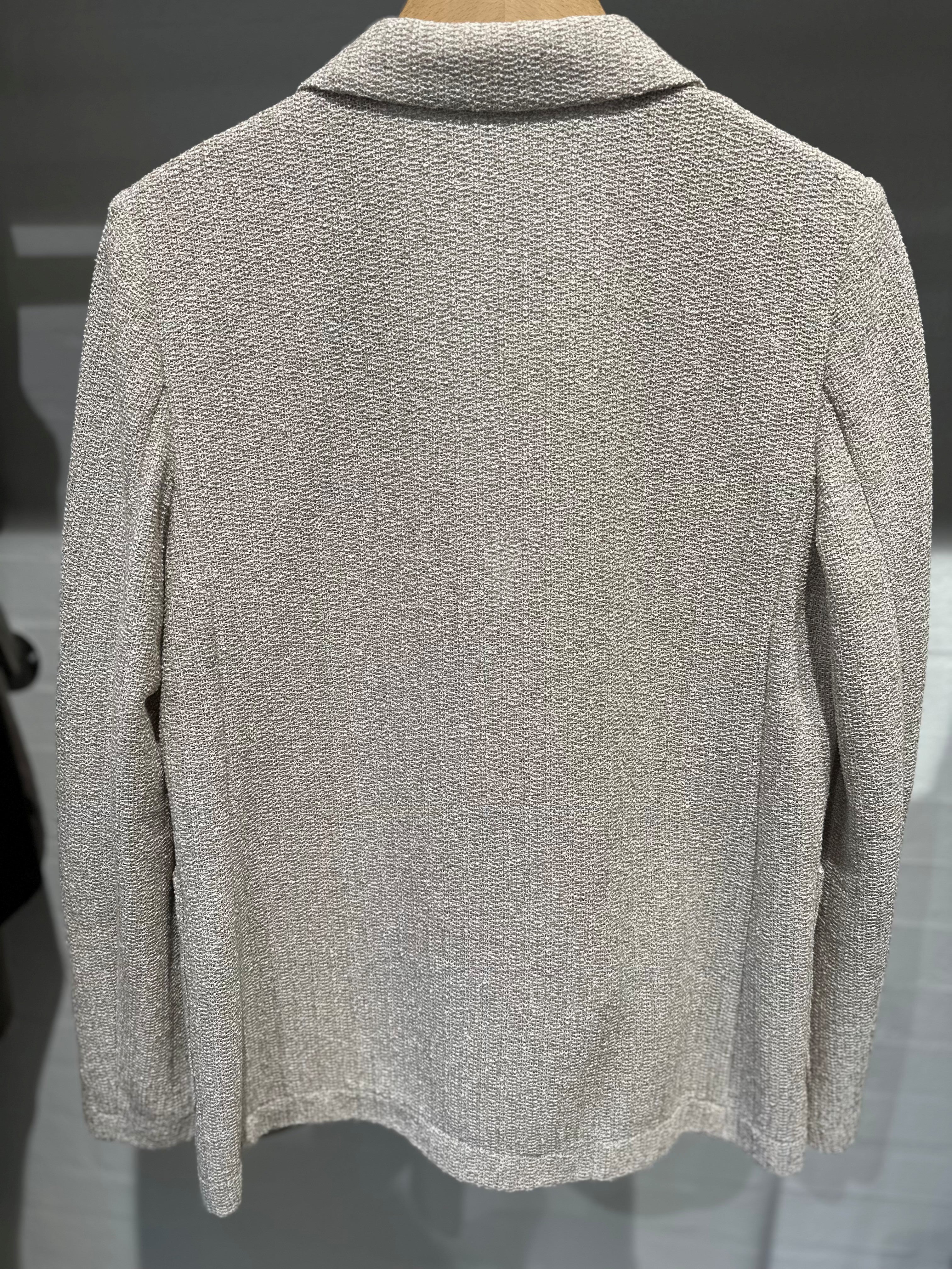 Harris Wharf Stand Up Collar Blazer Bicolour Frisé White & Beige