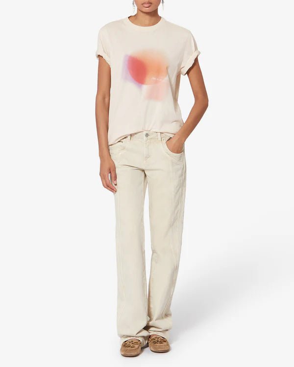 Isabel Marant Zewel Tee Shirt Ecru Orange - Den Lille Ida - Isabel Marant Étoile