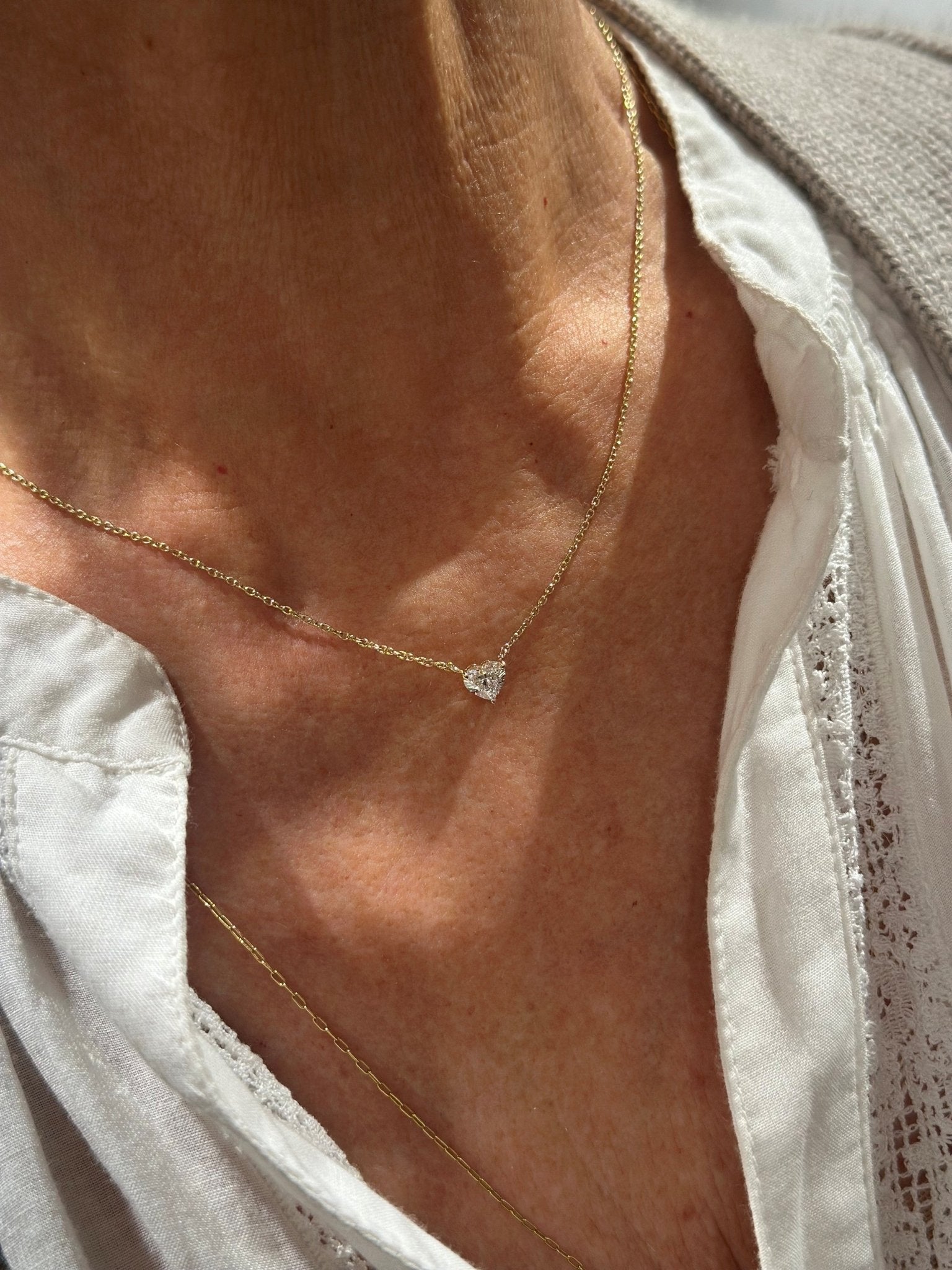 Le Soonar Solitaire Necklace WITH 0.50 crt Heart or Round Necklace - Den Lille Ida - Le Soonar