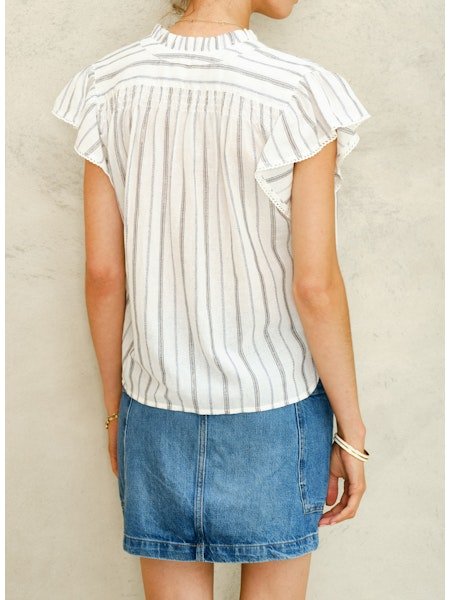 M.A.B.E. Alma S/S Top Ecru Stripe - Den Lille Ida - M.A.B.E