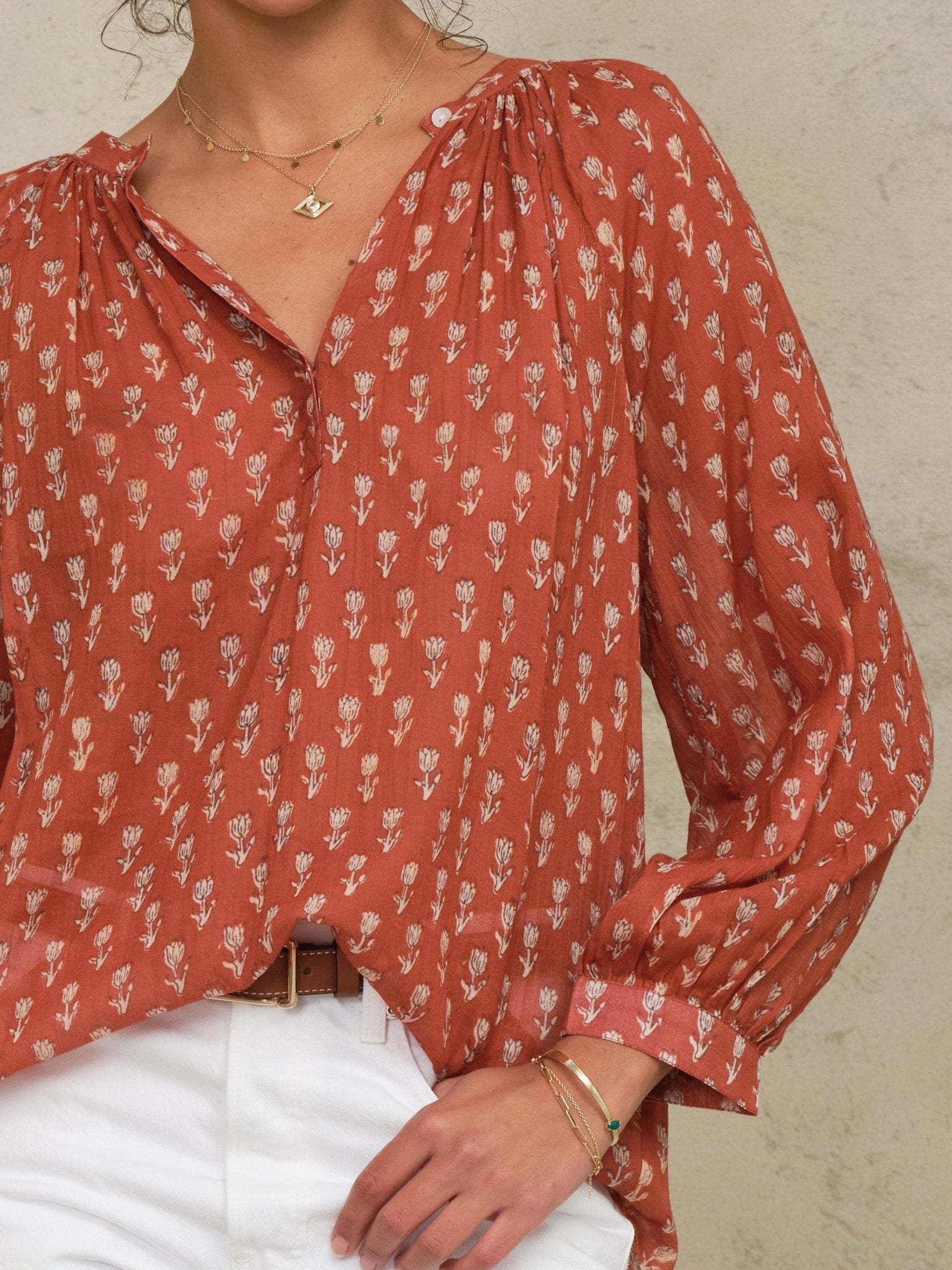 M.A.B.E Ari Print L/S Top Rust - Den Lille Ida - M.A.B.E