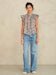 M.A.B.E Cass Print Frill Top Indigo/Rust - Den Lille Ida - M.A.B.E